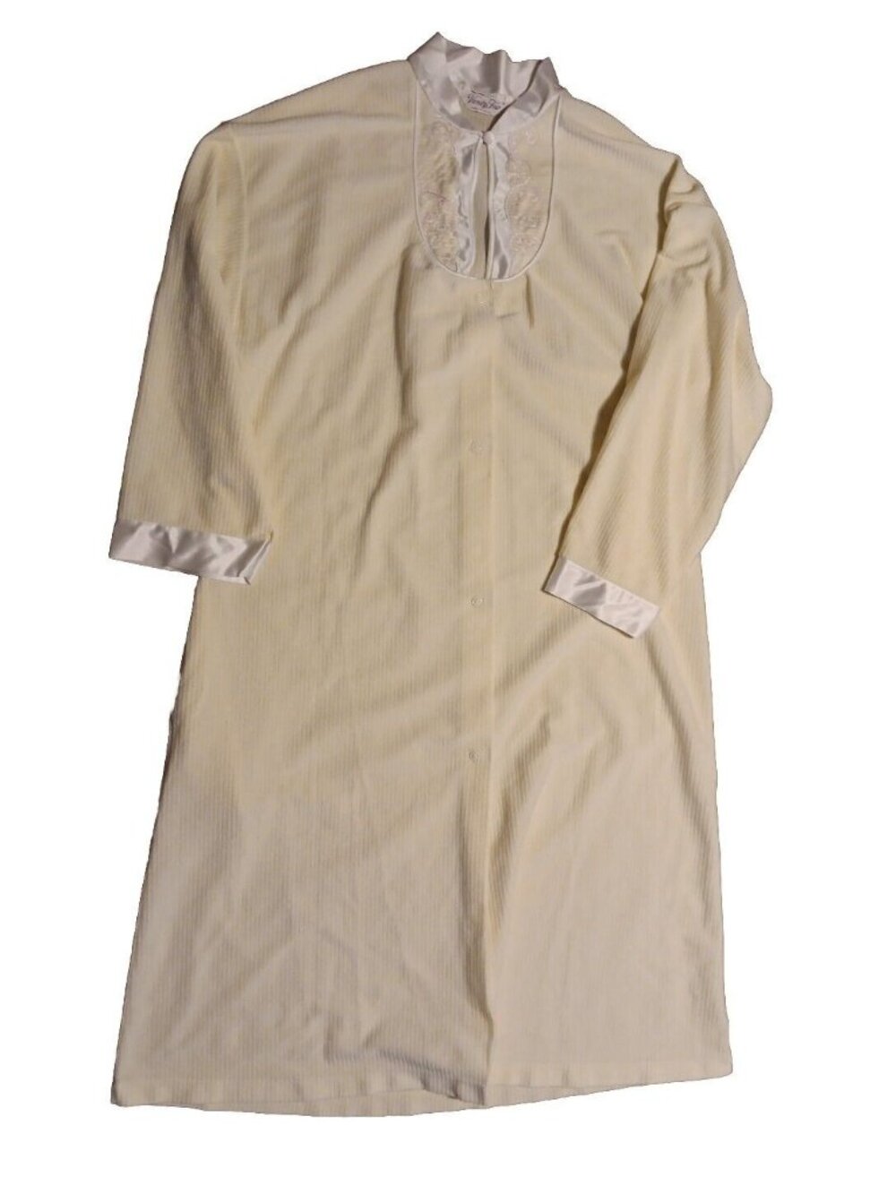 Vtg Vanity Fair Womens S Yellow Snap Front House Robe Dacron USA 3/4 Sleeve